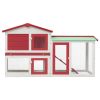 Outdoor Large Rabbit Hutch Red and White 57.1"x17.7"x33.1" Wood