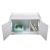 Cat Washroom Bench, Wood Litter Box Cover with Spacious Inner, Ventilated Holes, Removable Partition, Easy Access, White XH