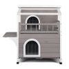 HOBBYZOO Wooden Cat house 2-Story Indoor Outdoor Luxurious Cat Shelter House with Transparent Canopy; Large Balcony; Openable Weatherproof Roof; Doubl