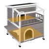 HOBBYZOO Wooden Cat house 2-Story Indoor Outdoor Luxurious Cat Shelter House with Transparent Canopy; Large Balcony; Openable Weatherproof Roof; Doubl