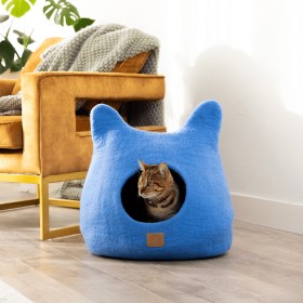 Whimsical Cat Ear Cave Bed (Color: Sky Blue, size: large)